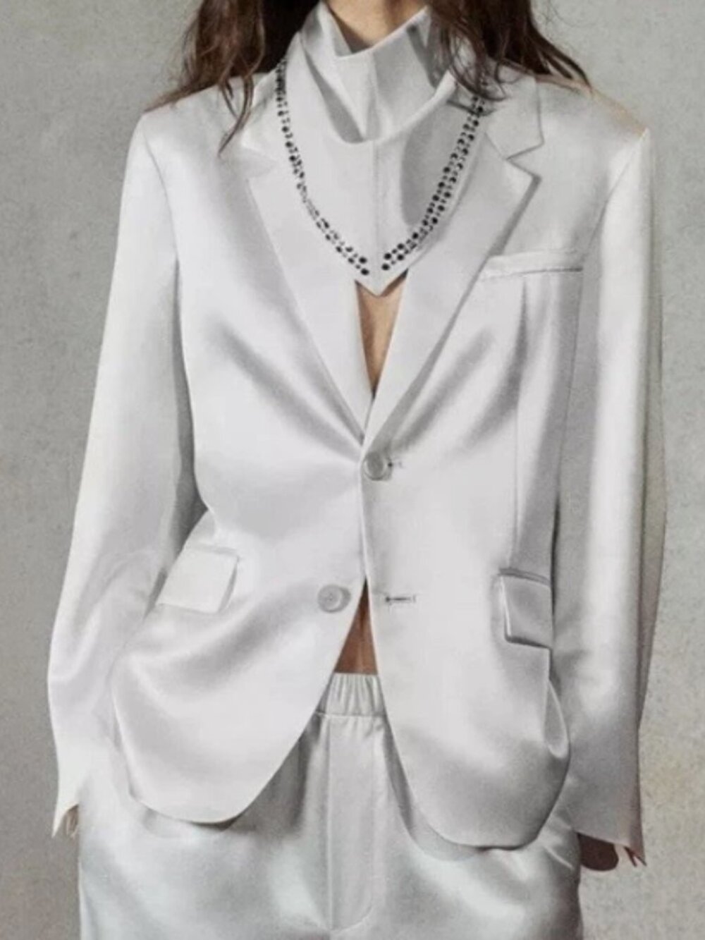 ZARA x Ludovic de Saint Sernin Satin Blazer Ecru White NWT Size S